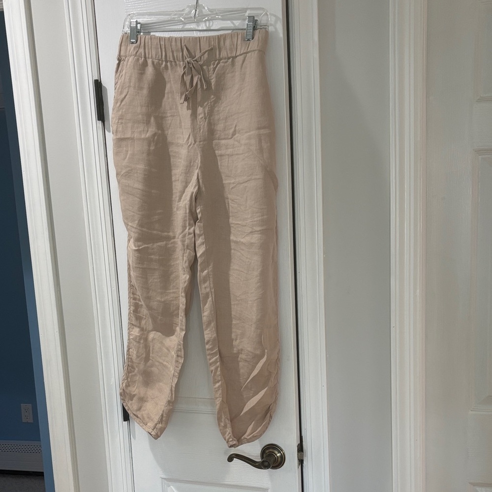 Caslon Women’s Beige Linen Tapered Pants